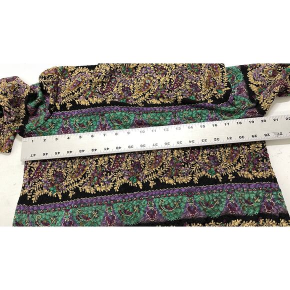 Vintage 80s Notations Jacket Womens Size L Purple Green Gold Paisley Bohemian - Picture 7 of 7